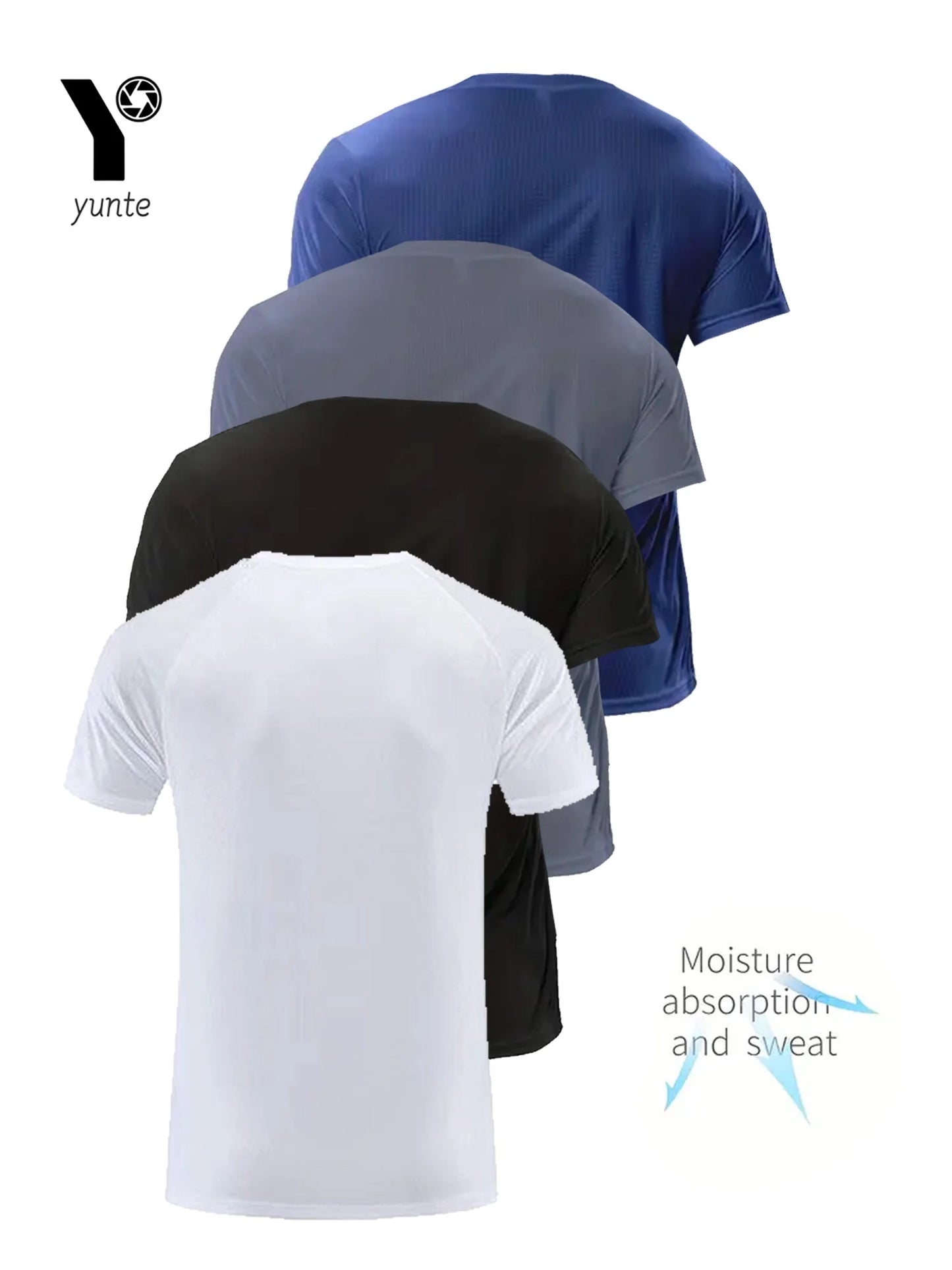 Round Neck T-Shirt 4-Color Black and White Gray Navy Ultra-Light Men's Quick-Drying Breathable Sweat-Absorbent Shirt Suitable Fo.