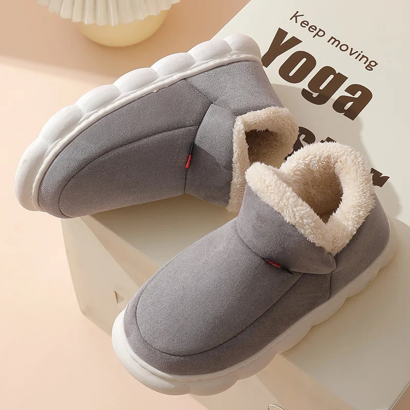 Smile PoP Winter Plush Men Cotton Shoes Warm Plush Men House Slippers Outdoor Soft Non Slip Women's Shoes Casual Furry Men Shoes.
