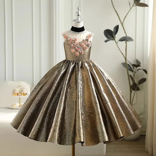 Florales Mädchen-Hochzeitskleid, Blumenmädchen-Geburtstagsfeier, ärmellos, Performance-Outfit, Kleidung, Prinzessinnenkleid, flauschige Tüllkleider.