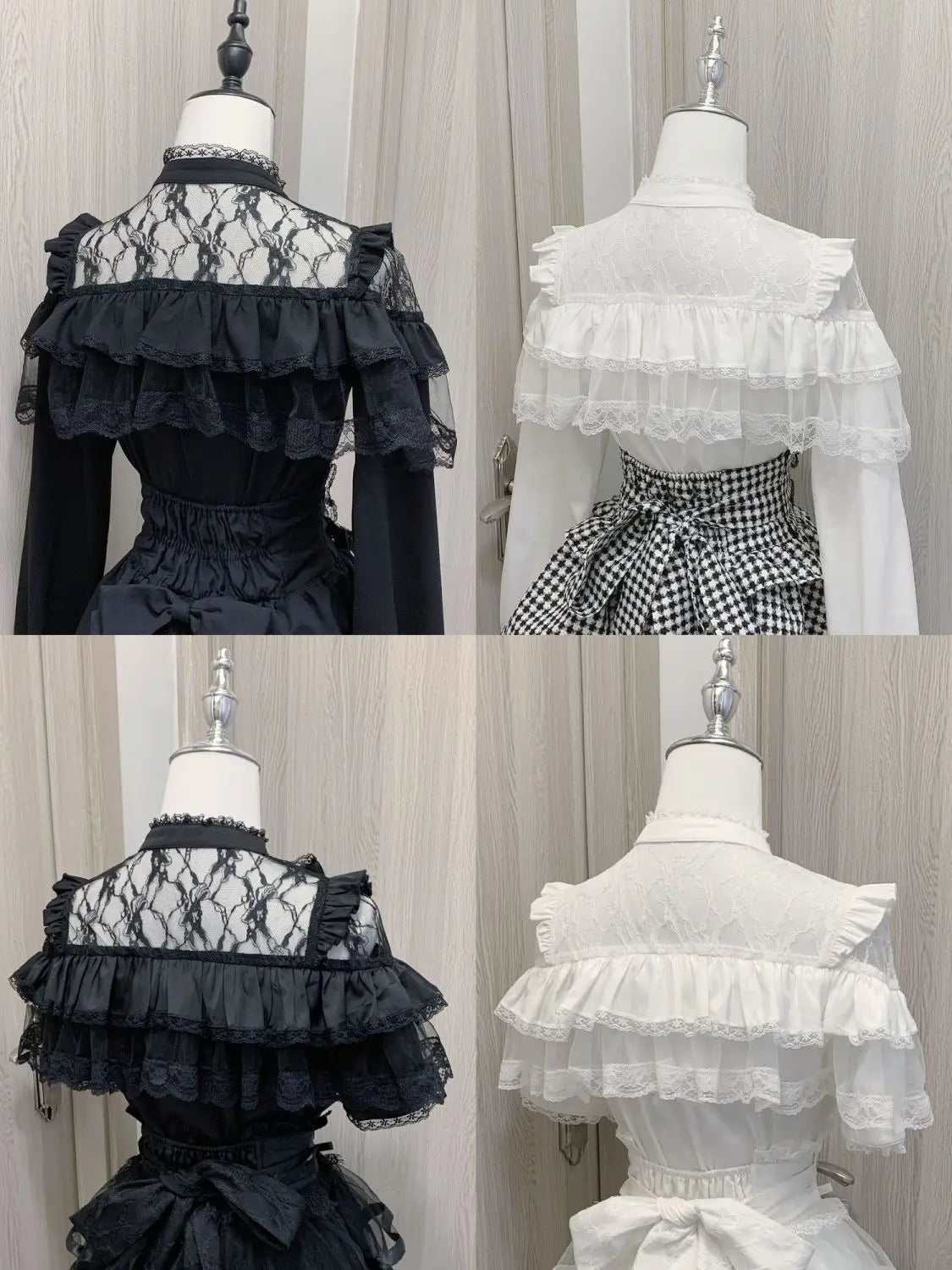 Japanese Mine Lolita Bow Shirt Subcultural Shirts Female Cute Black and White Lace Long-sleeved Short-sleeved Blouse Women.