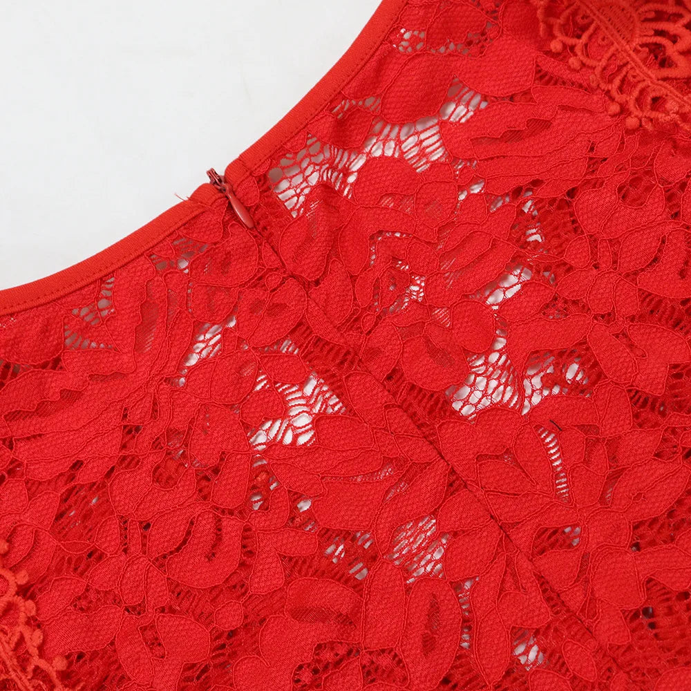 Women's Sexy Sleeveless Lace Patchwork Jumpsuits Solid Color Hollow Out Belted Wide Leg Rompers.