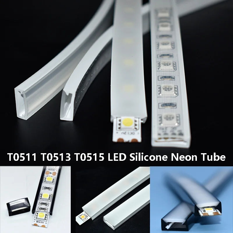 Flexible LED Silicone Neon Tube Protection Cover Transparent Matte Black Milky Silica Gel Channel Diffuser WS2812 WS2811 Strip.