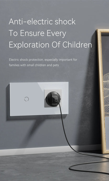 BSEED 1/2/3Gang Touch Licht Schalter 1Way Einfache Sensor Schalter Typ-c USB Steckdosen EU Standard glas Panel Blaue Hintergrundbeleuchtung 10A Weiß.