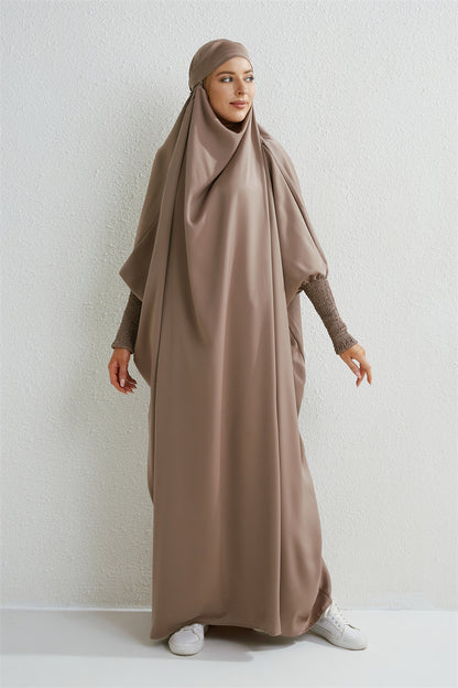 Muslimische Abaya mit Kapuze, Smockärmel, einteiliges Gebetskleid, Damen, Jilbab, islamische Kleidung, Dubai, Saudi-Arabien, schwarze Robe, türkische Bescheidenheit