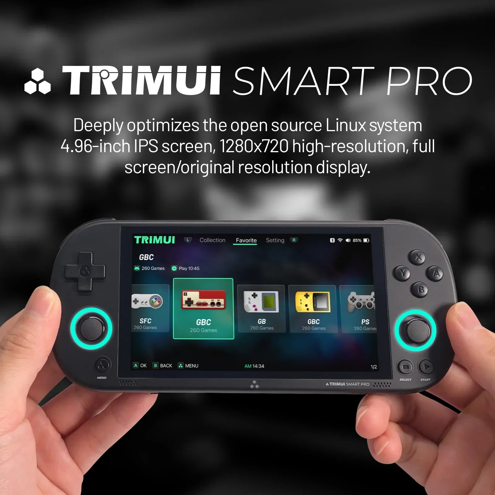 Trimui Smart Pro Handheld Game Console 4.96''IPS Screen Linux System Joystick RGB Lighting Smartpro Retro Video Game Player Gift.