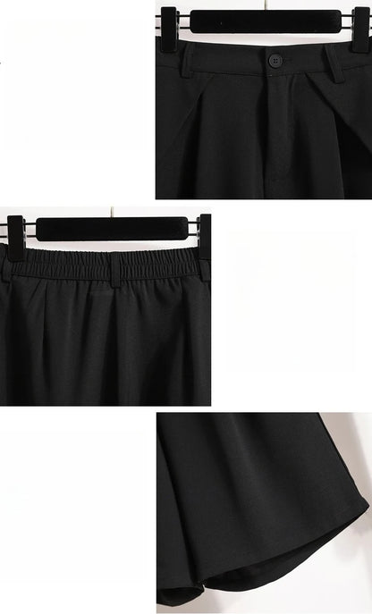 Women's A-Line High Waisted Wide Leg Short Pants Plus Size Casual Suit Shorts Summer 2025 Oversized Loose Five Quarter Pants.