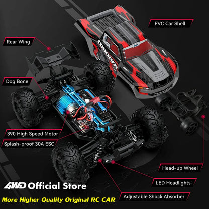 4WD 1:16 80KM/H Super Brushless 50KM/H Brushed RC Car 4x4 Off Road Remote Control High Speed Drift Racing Truck Toy Kids Adults.