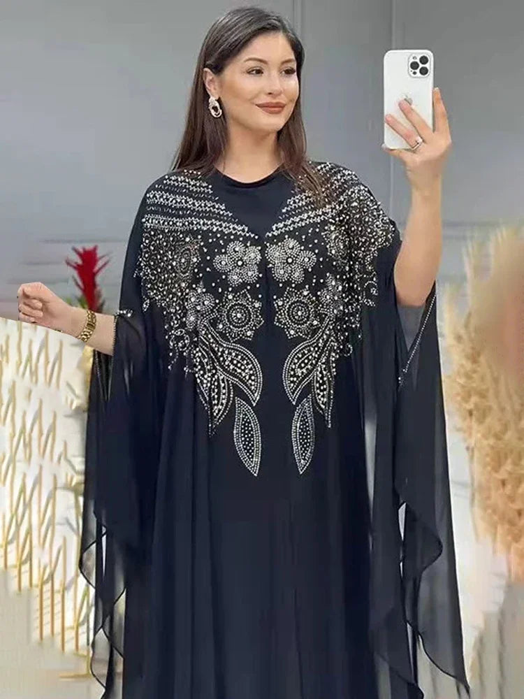 Abayas Für Frauen Dubai Luxus 2024 Chiffon Boubou Muslimischen Mode Kleid Kaftan Marocain Hochzeit Party Anlässe Djellaba Frauen.