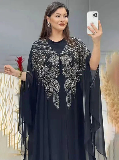 Abayas Für Frauen Dubai Luxus 2024 Chiffon Boubou Muslimischen Mode Kleid Kaftan Marocain Hochzeit Party Anlässe Djellaba Frauen.