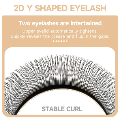 JASBLUE 2D Y Shape Eyelash Extensions Single Tip Y Premade Fans Y Lashes extensions Light Y Shape Eyelashes Lines.