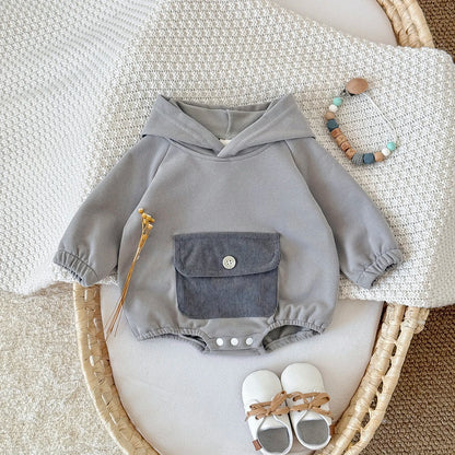 Herbst Neue Baby Minimalistischen Hoodie Lange Ärmel Große Tasche Klettern Kleidung Baby Neugeborenen Artikel Bodys & Einteiler.