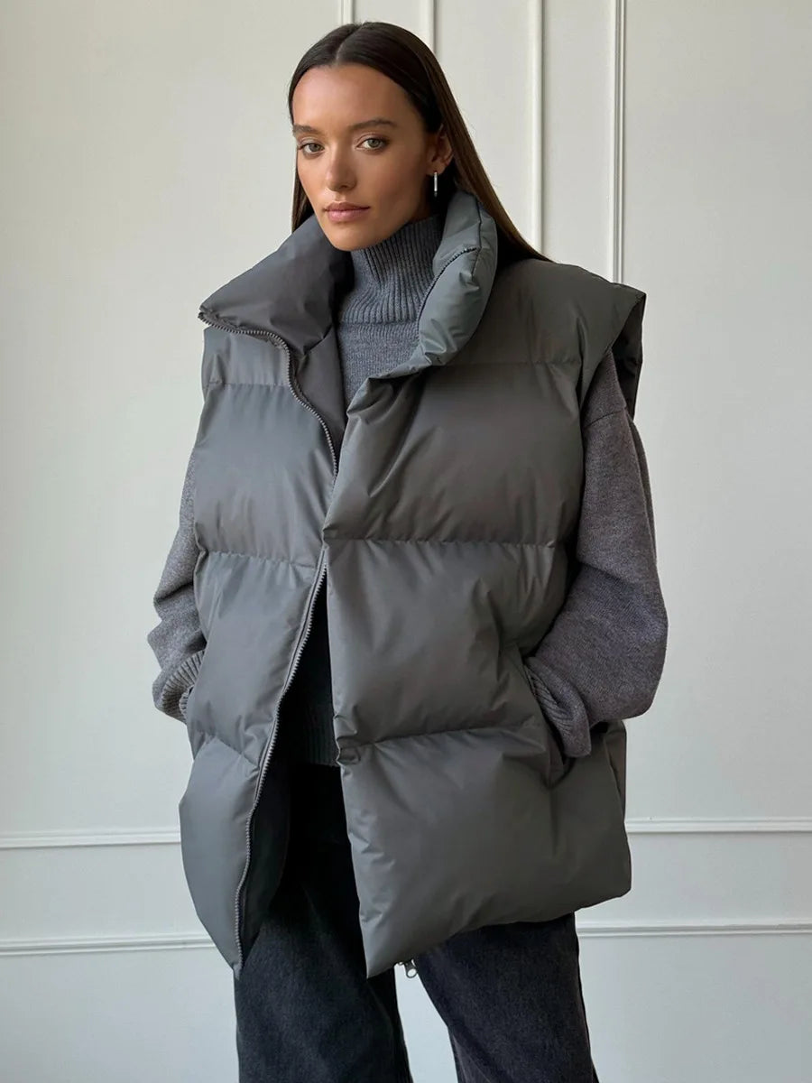 Talenza Damen-Weste aus Baumwolle, neu, ärmellos, sportlich, lässig, einfarbig, Winter, warme Weste, Jacke, Weste, Damen-Baumwolljacke