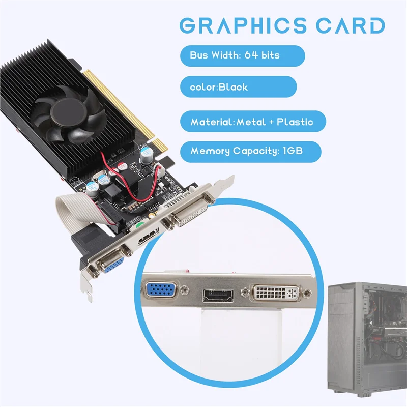 XB-GT210 1GB DDR2 64Bit Graphics Card PCIE 2.0 GPU -Compatible DVI VGA Desktop Video Card.
