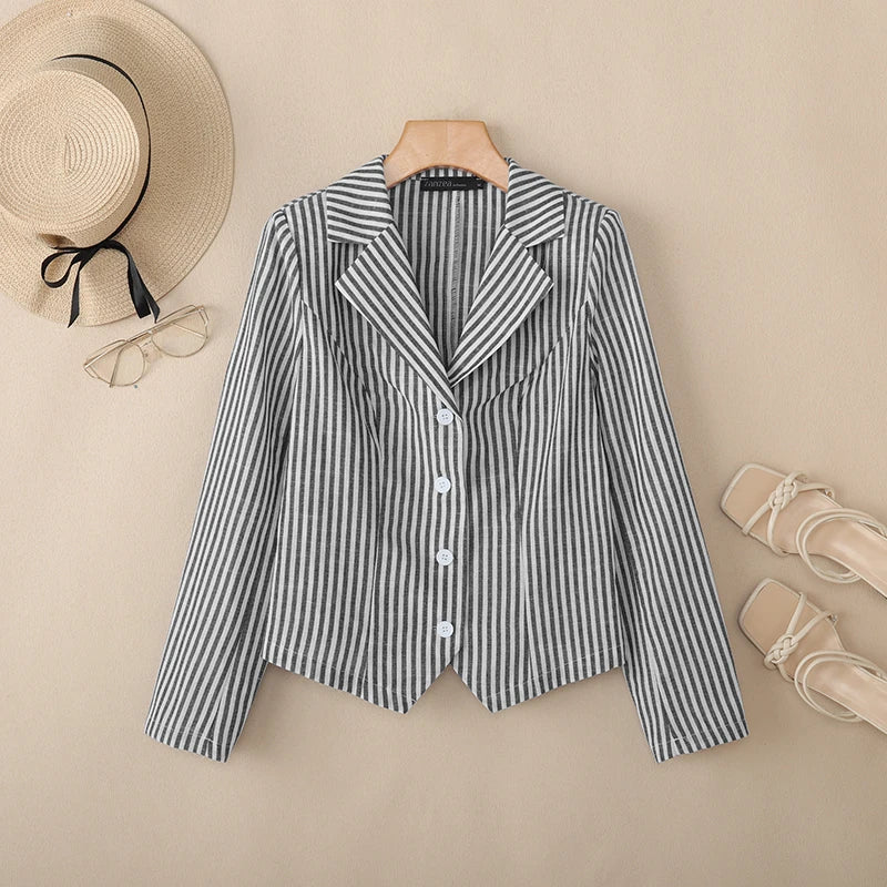 Stylish Autumn Long Sleeve Stripe Shirt 2025 ZANZEA Office Lady Blouses Women Shirts Elegant Lapel Neck OL Work Tops Mujer Femme.