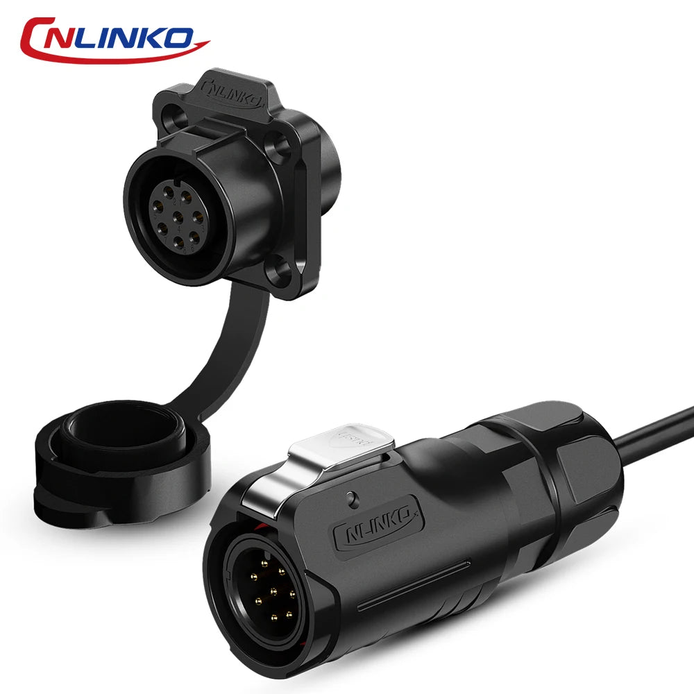 CNLINKO LP12 2~8 Pin Circular Connector with 1 Meter Cable Assemblies IP68 Waterproof Outdoor Industrial Electrical Connector