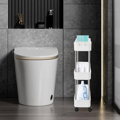 3-lagiges Rollwagen-Regal, bodenstehendes Lagerregal mit 4 Universalrädern, 4 Haken, Küche, Badezimmer, Organizer