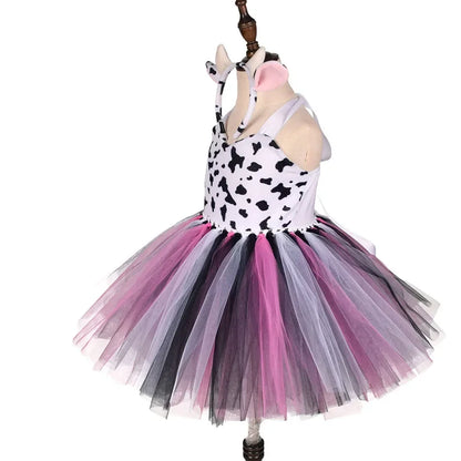 Halloween Tier Cosplay Kostüm für Kinder Wald Thema Kühe Tiger Giraffe Leopard Zebra Tutu Kleider Performance Tanz Sets