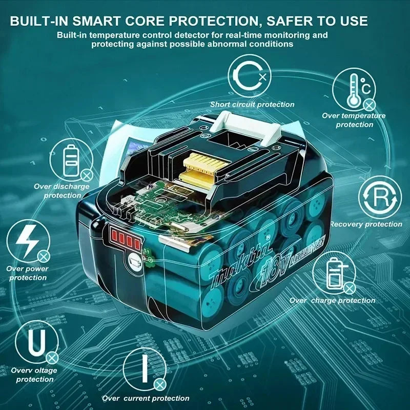 100% original Makita battery, 18V 6.0Ah rechargeable battery, replacing Makita BL1830BL1840BL1850BL1860B, power tool battery.