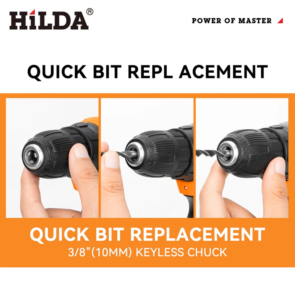 HILDA 21V Bohrmaschine Mini Wireless Power Treiber Lithium-ionen Batterie Akku-bohrschrauber Elektrische Schraubendreher Hause DIY Power werkzeuge