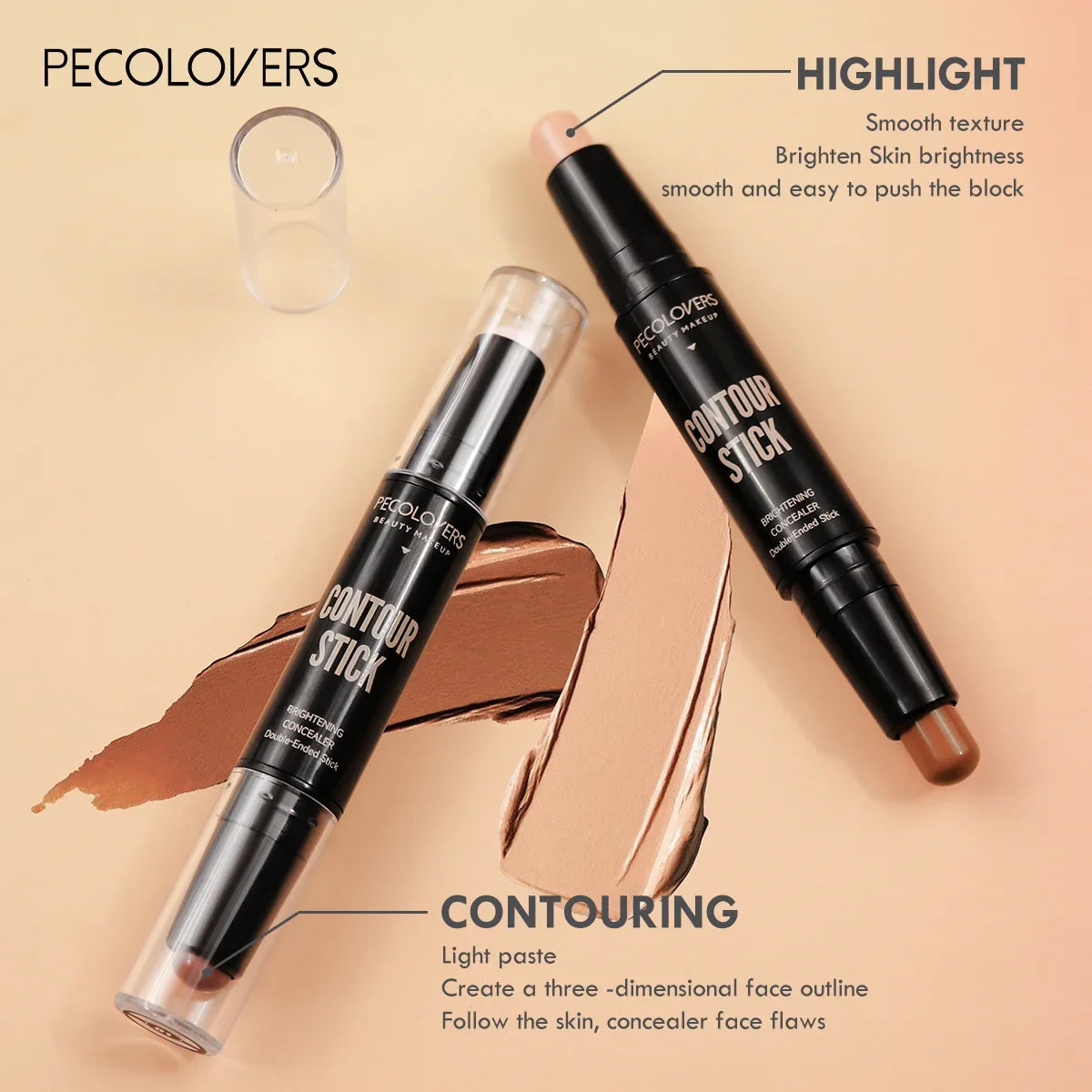 Double Head Highlight Pen Face Make Up Liquid Waterproof Contouring Foundation Contour Makeup Concealer Stick Pencil Cosmetics.