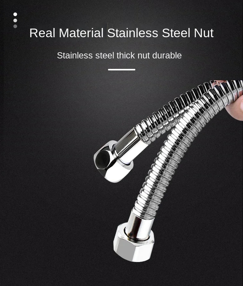 Shower Hose 1.5/2M Black/Silver Flexible Shower Hose Stainless Steel Long Bathroom Shower Pipe Extension Bathroom Accessories