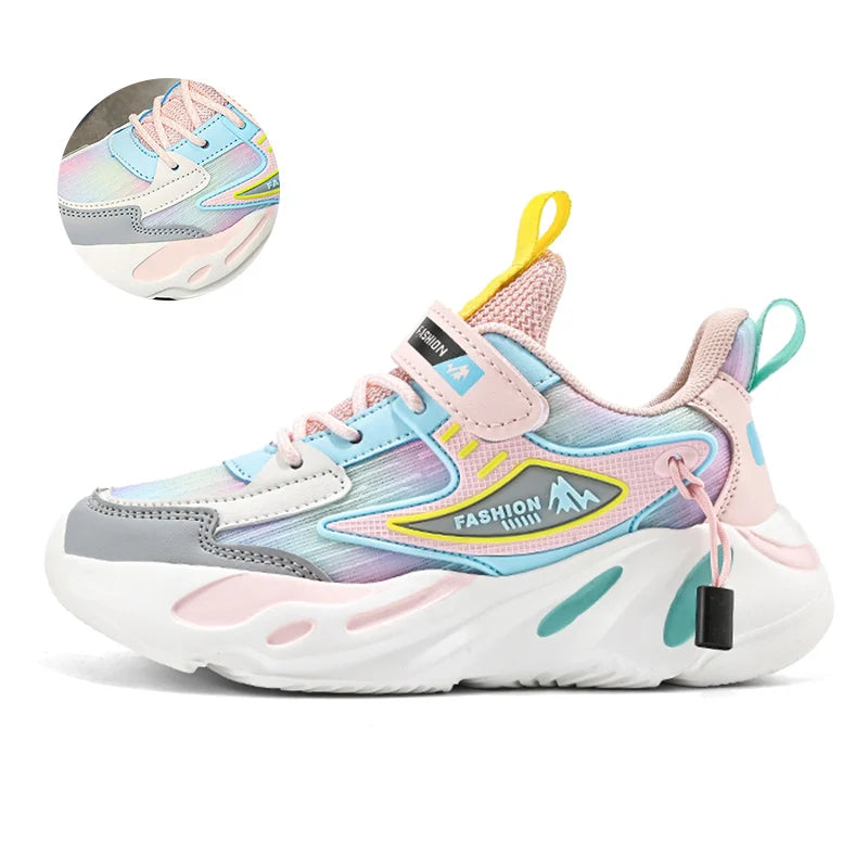 Fashion Children Shoes Girls Sneakers School Sports Summer Mesh Breathable For Kids Tennis Casual Shoes.