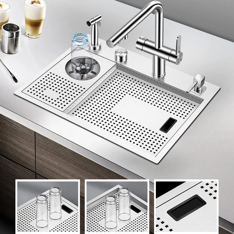 ASRAS Island Hidden kitchen Sink 304 Stainless Steel 4mm Thickness Handmade Brushed Sink High Pressure Cup Washer kitchen Sinks