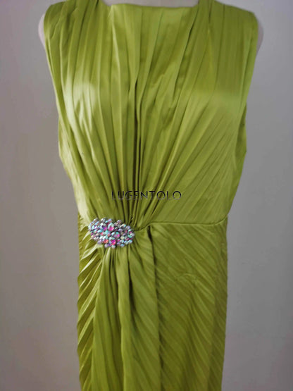 Frauen sexy Kleid neue ärmellose feste Party schlanke Empire Split weibliche elegante Rundhals Mode lange Kleidung.