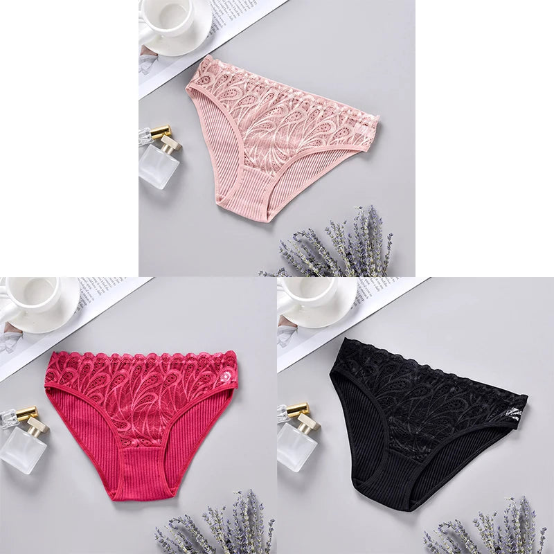 3PCS Cotton Solid Color Women's Panties Breathable Skin-friendly Women's Underwear Home Comfortable Soft Sexy Ladies' Lingerie.