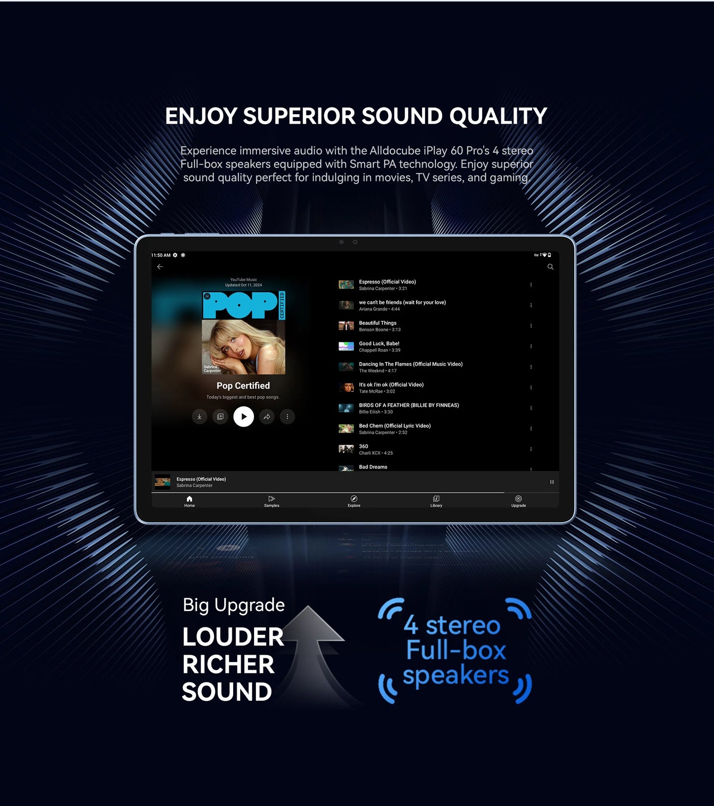 ALLDOCUBE iPlay60 Pro Tablet 10.95" 90Hz Display Helio G99 16GB(6GB+10GB Virtual) RAM 128GB ROM 4G LTE Android 14 7000mAh.