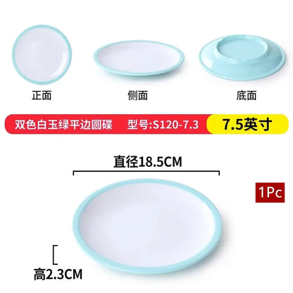 1Pc Commercial Melamine Tableware Household Plastic Dinner Plates Round Barbecue Salad Dishes Plate Kitchen Accessories