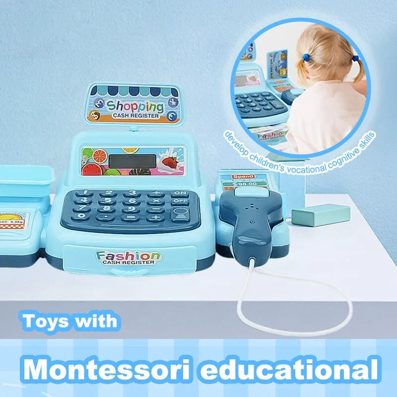 Simulation Shopping Cash House Toys Electronic Game Lighting And Sound Effects Supermarket Cashier Toys.