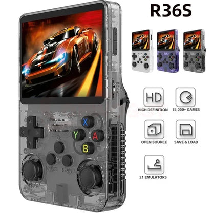 Open Source R36S Retro Handheld Game Console ARKOS 2.0 3.5Inch IPS Screen 64G/128G Portable Pocket Video Player Kids Xmas Gift.