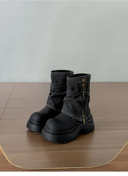 Winter Punk Style Women Ankle Boots Fashion Belt Buckle Shoes Ladies Concise Chunky Platform Heel Short Booties Zapatos De Mujer.