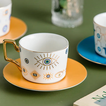 Blue Eye Ceramic Coffee cup European Fashion Coffee cup Dish Set Home Afternoon Tea Tea Cup tea cups and saucer sets  coffee cup.