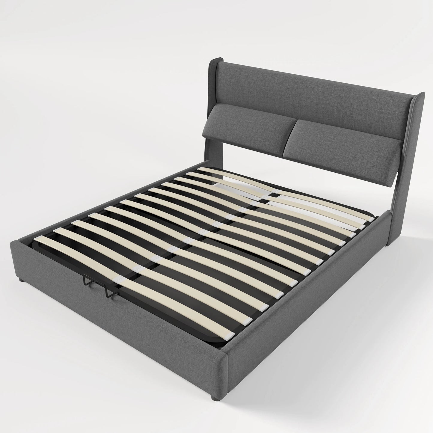 KOMHTOM Polsterbett Doppelbett, Verstellbare Kopfstützen, Stauraumbett, ohne Matratze