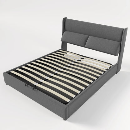 KOMHTOM Polsterbett Doppelbett, Verstellbare Kopfstützen, Stauraumbett, ohne Matratze