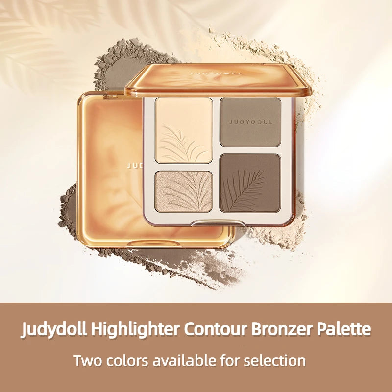 Judydoll Highlighter Contour Bronzer Palette Nude Makeup Natural Facial 3D Nose Shadow Long-Lasting Waterproof Cosmetics Makeup.