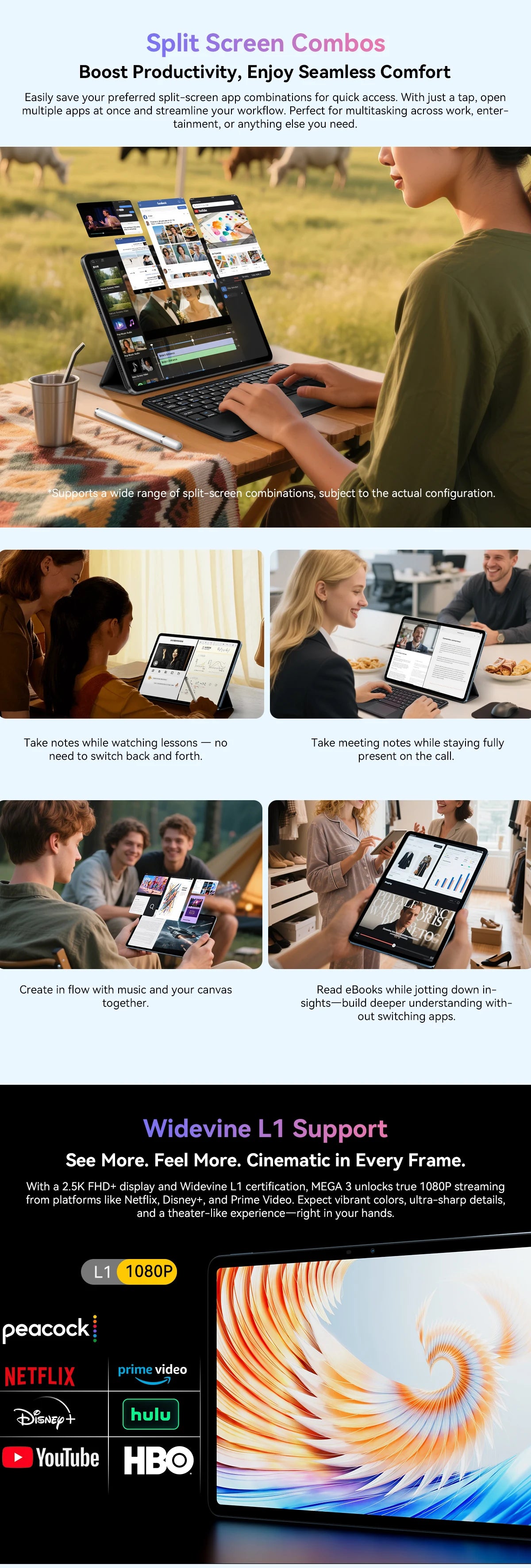 2025 Blackview MEGA 3 Tablet Android 15 Pad 12.1" 2.5K 90Hz Display 12GB 256GB 8800mAh Tablets PC 33W Fast Charging 50MP Camera