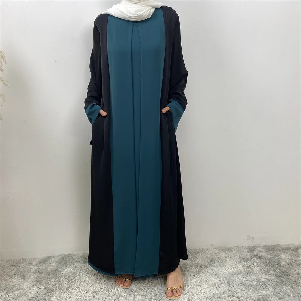 Ramadan Eid Muslimischen Abaya Dubai Luxus Spleißen Gefälschte Zwei Stücke Abayas Für Frauen Kaftan Modest Kleid Islam Kaftan Marocain Femme.