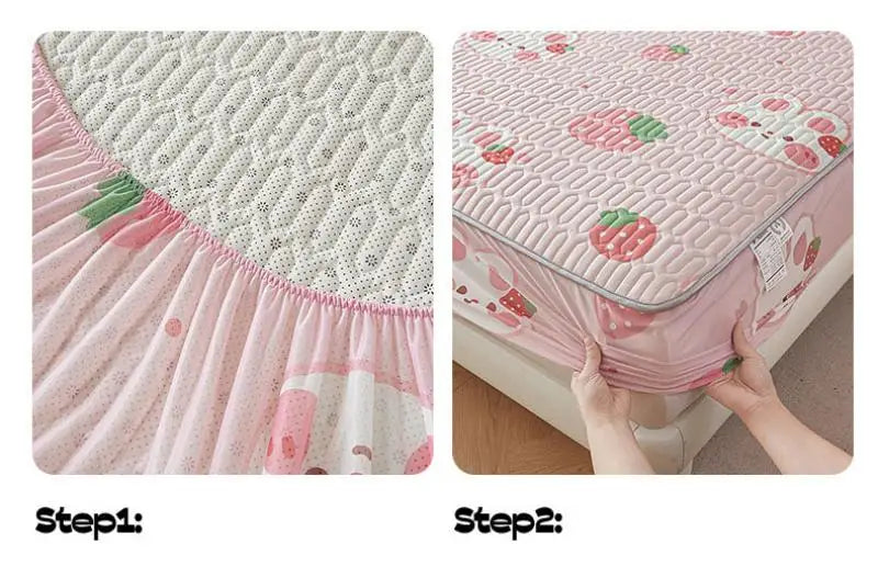 Cartoon Cute Pattern Cooling Fitted Sheet Single Natural latex fabric Soft cushion for Bedding Slow rebound Non-Slip Mattress.