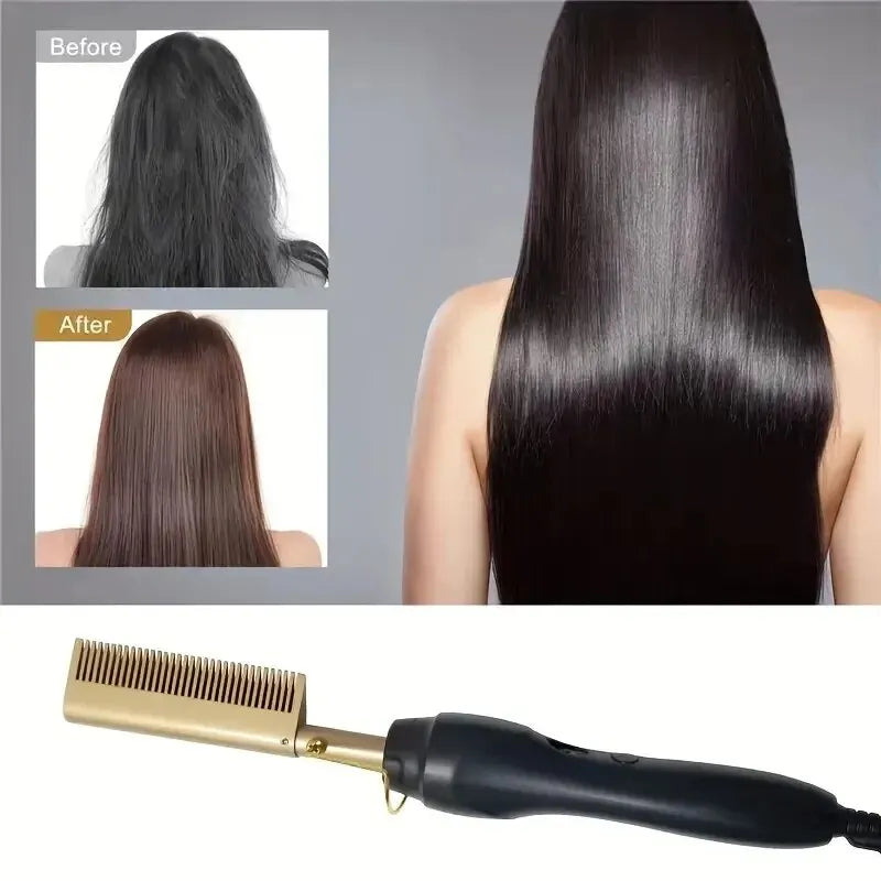 Straight hair comb, bangs, dry and wet dual-use comb, straight hair curling iron, household roll straight electric comb.