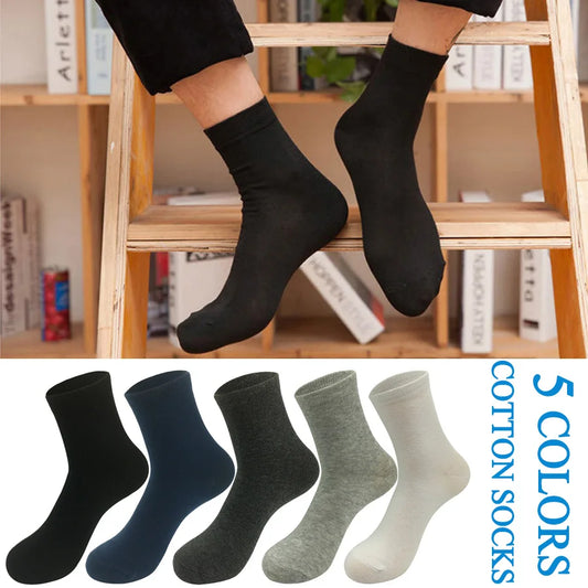 5 Pairs/Lot Socks Men Cotton Dress Wedding Black Grey White Brand Fashion Meias Male Breathable Casual Long Sock Gift 2024 New.