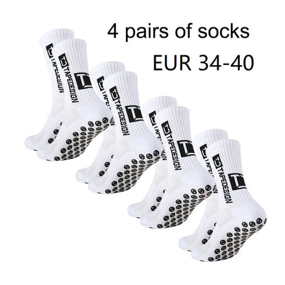 4 pairs of new TC mid tube glued football socks for sports training and competition, non slip and breathable socks.