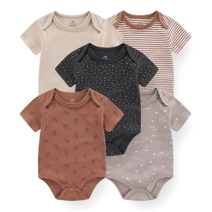Kiddiezoom 5 Teile/los Vier Jahreszeiten Mode Cartoon Kurzarm Baby Junge Mädchen Bodys Weiche Unisex Neugeborenen Onesies Kleidung.