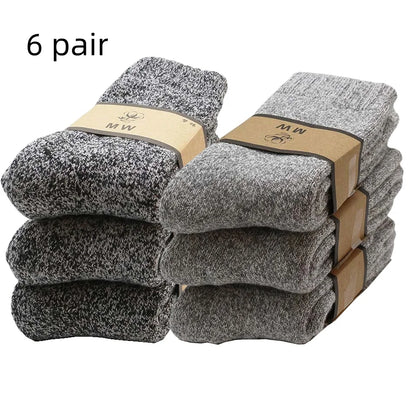 Winter Men's Merino Wool Socks Super Thick Warm High Quality Harajuku Retro Snow Casual Antifreeze Cashmere Socks Men 3 Pair