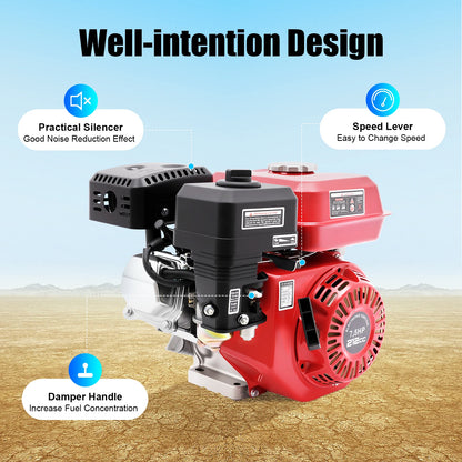 4-Takt-Benzinmotor 212 cc, 7,5 PS, 4000 W, 3600 U/min, Einzylinder-Handgezogener Benzinmotor, Durchmesser der Kurbelwelle ist 20 mm