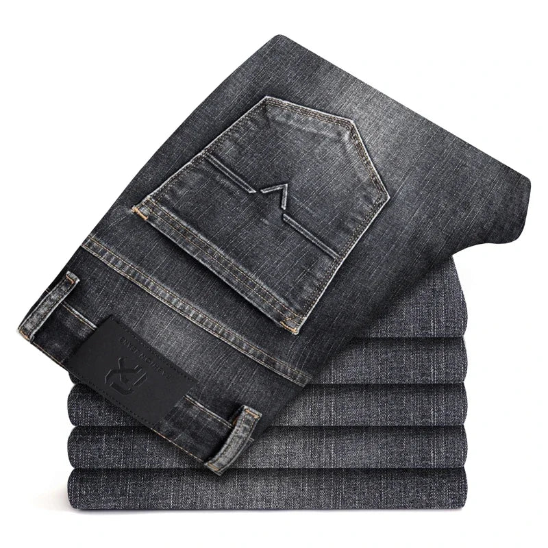 Herbst Winter Neue Business herren Jeans Klassische Mode Stretch Gewaschen Casual Denim Hosen Bequeme Gerade Männliche hosen