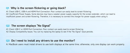 Dopesplay 14.1 inch Triple Screen Extender for Laptops 1200P FHD IPS Type-C Dual Portable Monitor For Macbook Chrome Up to 17.3.