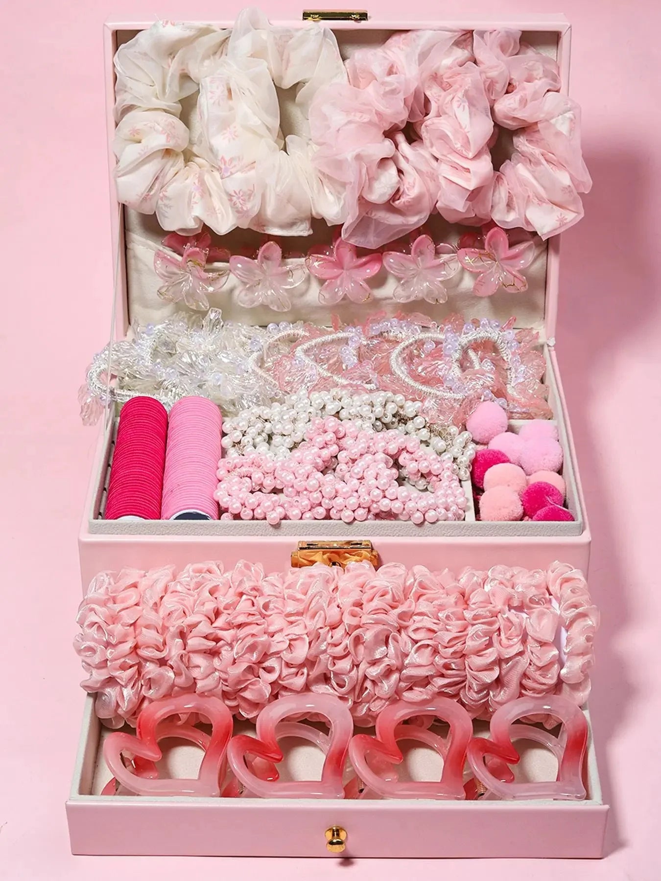 1150-Pcs Hair Clip Pearl Shark Fin Hair Grips Elastic Band Seamless Hair Bands Hair Ties Hair Accessories Gift Box Set.